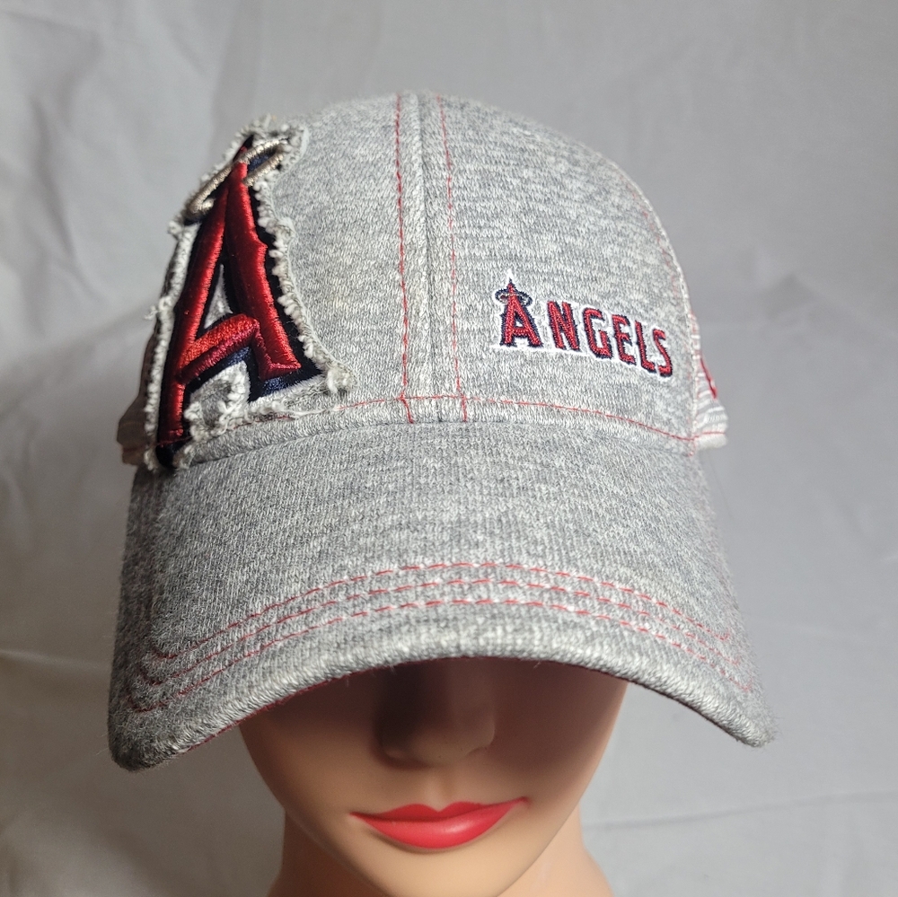 LA Angels Gray Ladies Denim Cap With 5 Panels, Mesh Back And Strap Fitting